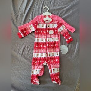 NWT 2Pack Milkberry Christmas Pajamas Girls Size 0-3 Months Rayon Bamboo FLAW